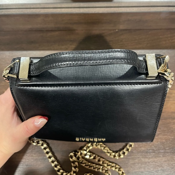 GIVENCHY Textured Calfskin Mini Pandora Box Chain Crossbody Bag Black - Picture 3 of 10